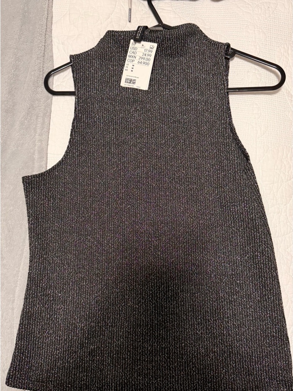 H&M Black Metallic Ribbed Sleeveless Tank